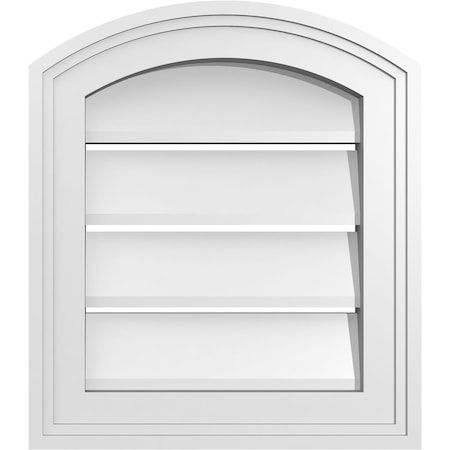 Arch Top Surface Mount PVC Gable Vent: Non-Functional, W/2W X 1-1/2P Brickmould Frame, 14W X 14H